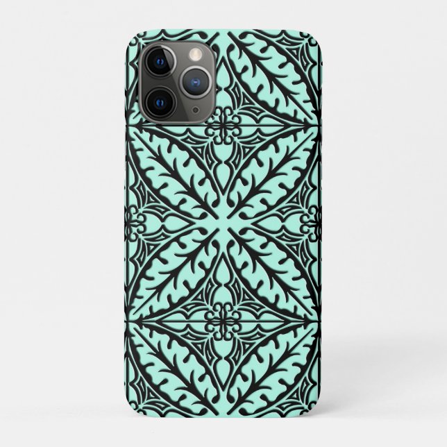 Coques Case-Mate iPhone Carreaux marocains - bleu aqua et noir (Dos)