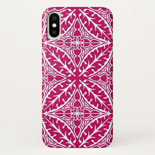Coques Case-Mate iPhone Carreaux marocains - magenta et blanc (Dos)