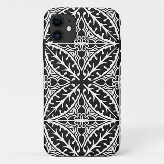 Coques Case-Mate iPhone carreaux marocains - noir et blanc (Dos)