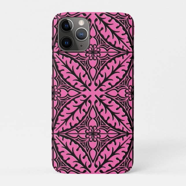 Coques Case-Mate iPhone Carreaux marocains - rose fuchsia et noir (Dos)