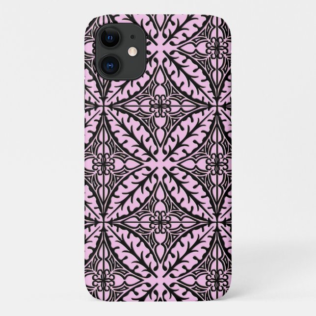 Coques Case-Mate iPhone Carreaux marocains - rose glace et noir (Dos)
