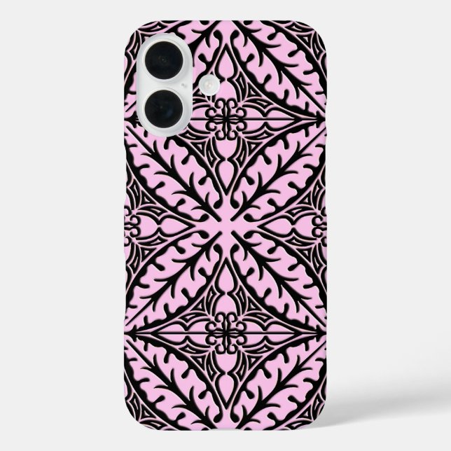 Coques Case-Mate iPhone Carreaux marocains - rose glacé et noir (Verso)