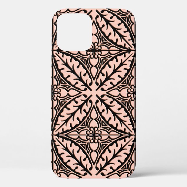 Coques Case-Mate iPhone Carreaux marocains - rose pêche et noir (Verso)