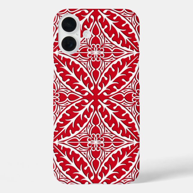Coques Case-Mate iPhone Carreaux marocains - rouge foncé et blanc (Verso)