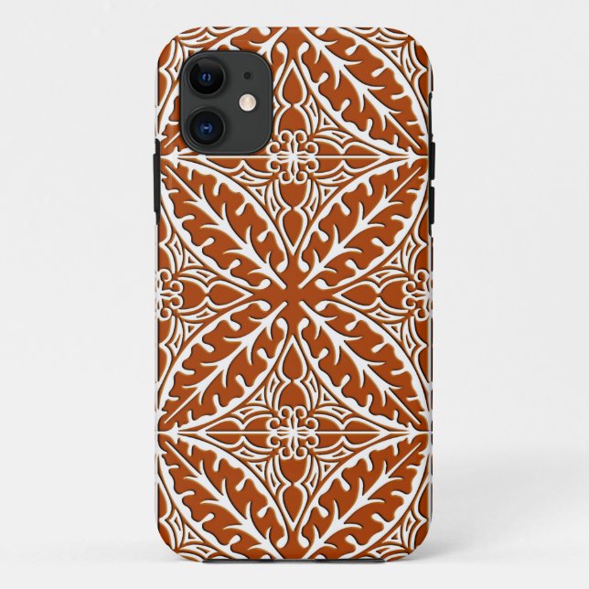 Coques Case-Mate iPhone Carreaux marocains - rouille brun et blanc (Dos)