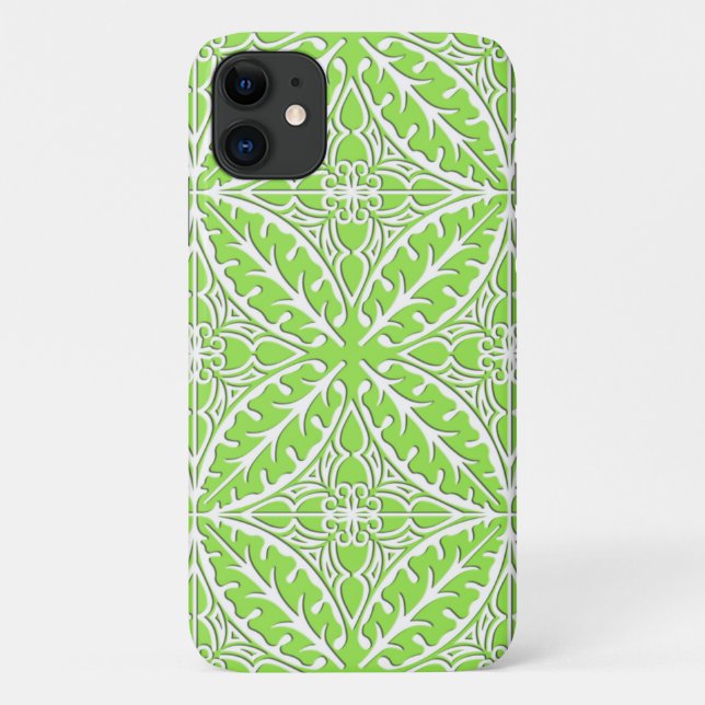 Coques Case-Mate iPhone Carreaux marocains - vert citron et blanc (Dos)