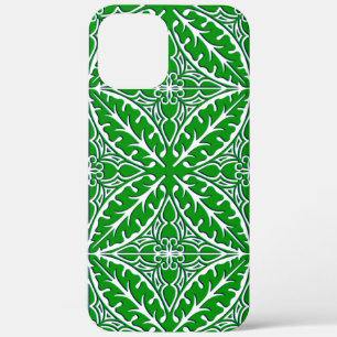 Coque iPhone 12 Pro Max Carreaux marocains - vert émeraude et blanc