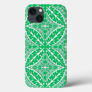 iPhone 13 Case Carreaux marocains - vert jade et blanc