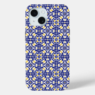 Coque Case-Mate iPhone Carreaux méditerranéens Motif bleu et jaune