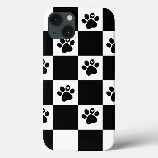 Coques Case-Mate iPhone Carreaux Noir & Blanc (Verso)