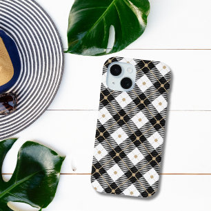 Coque Case-Mate iPhone Carreaux Noir Blanc et Or