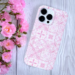 Coque Case-Mate iPhone Carreaux ornés en rose<br><div class="desc">Divers carreaux ornés peints à la main avec des éléments floraux</div>