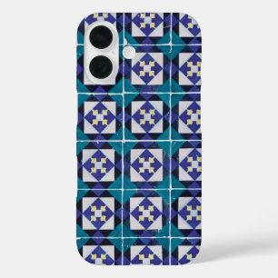 Coque Pour iPhone 16 Carreaux portugais - Azulejo Diamond géométrique
