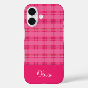 Coque Pour iPhone 16 Carreaux Rose Chaud