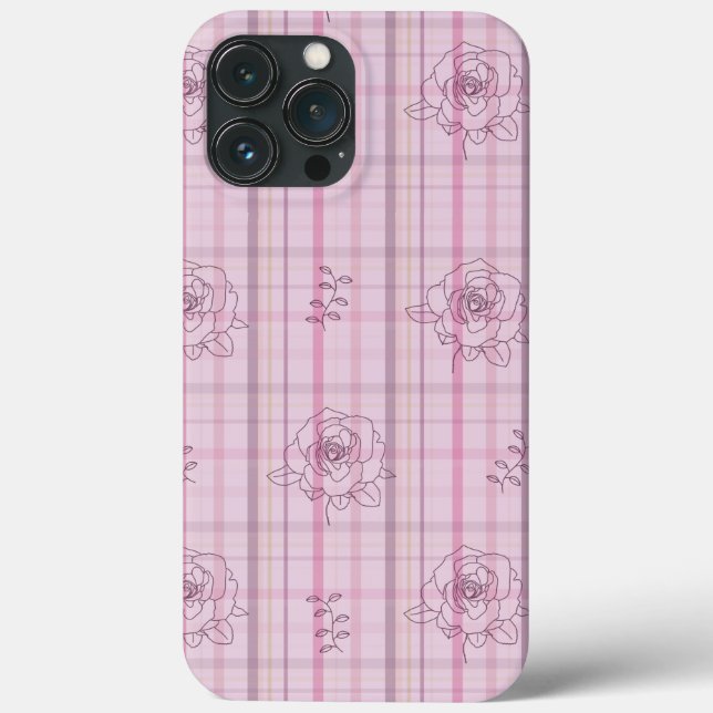 Coques Case-Mate iPhone Carreaux rose rose  (Verso)