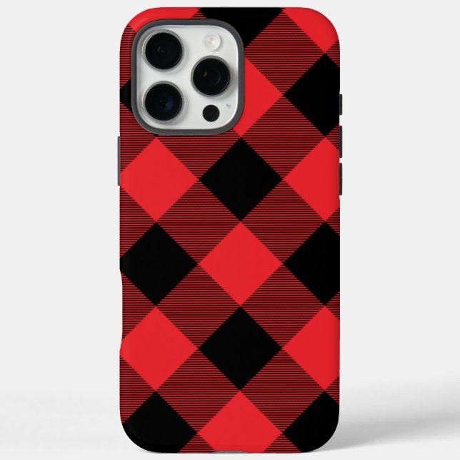 Coques Case-Mate iPhone Carreaux Rouge Noir Buffalo (Verso)