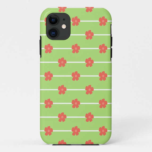 Coques Case-Mate iPhone Carreaux verts floraux (Dos)
