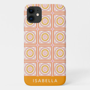 Case-Mate iPhone Case Carreaux vintages en mosaïque rose orange Personna