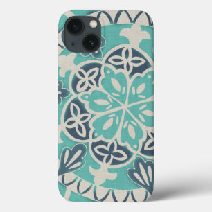 Etui iPhone 13 Carrelage Batik Bleu I