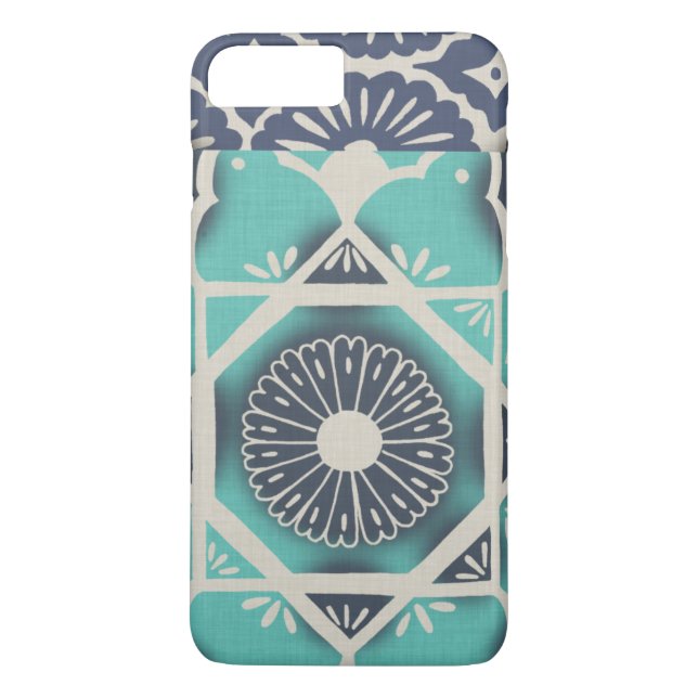 Coques Case-Mate iPhone Carrelage bleu Batik II (Dos)