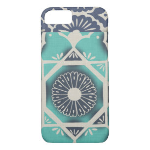 Coque iPhone 7 Carrelage bleu Batik II