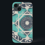 Coques Pour iPhone Carrelage bleu Batik II<br><div class="desc">Floral</div>