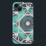 Coques Pour iPhone Carrelage bleu Batik II<br><div class="desc">Floral</div>