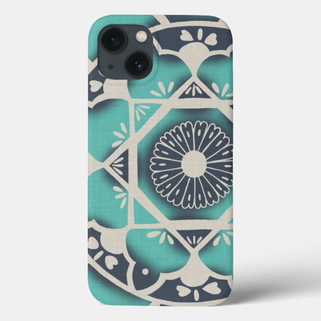Coques Case-Mate iPhone Carrelage bleu Batik II (Verso)