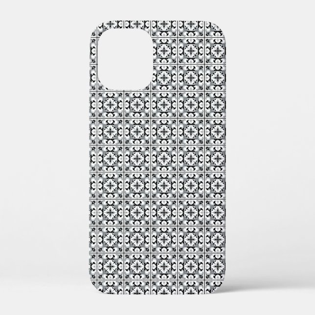 Coques Case-Mate iPhone Carrelage de style espagnol noir et blanc (Verso)