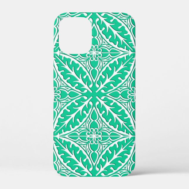 Coques Case-Mate iPhone Carrelage marocain - turquoise et blanc (Verso)