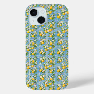 Coque Case-Mate iPhone Carrelage Méditerranéen Bleu Aquarelle Citron