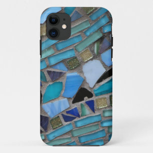 Coque iPhone 11 Carrelage mosaïque bleu et vert
