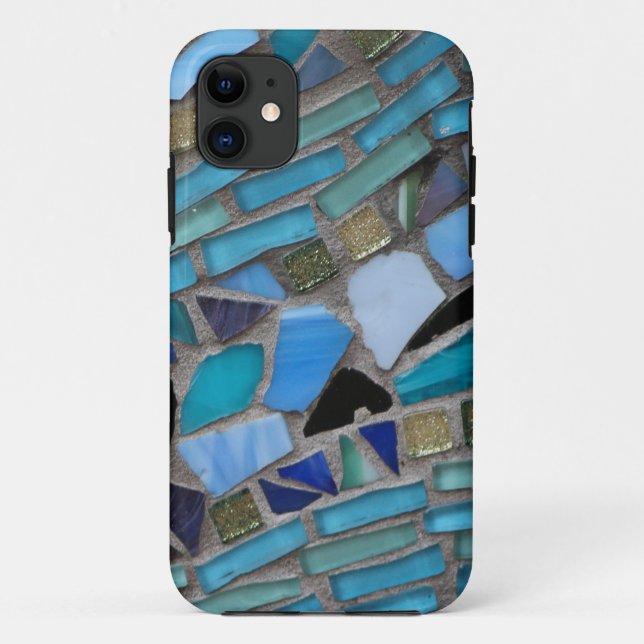 Coques Case-Mate iPhone Carrelage mosaïque bleu et vert (Dos)
