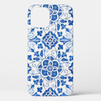 Carrelage portugais Bleu méditerranéen Floral