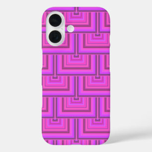 Coque Pour iPhone 16 Carrés à rayures roses motif