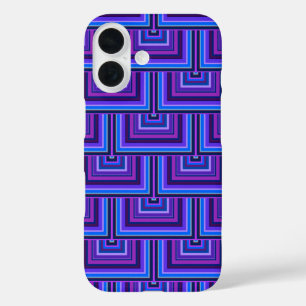 Coques iPhone 16 Carrés bleus et violets