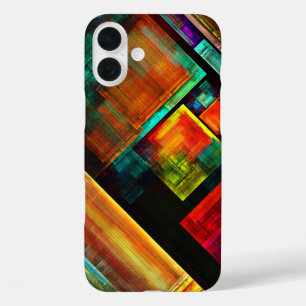 Coque Pour iPhone 16 Plus Carrés colorés Motif d'art Abstrait moderne #04