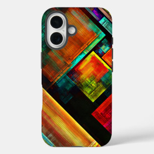 Coque Pour iPhone 16 Carrés colorés Motif d'art Abstrait moderne #04