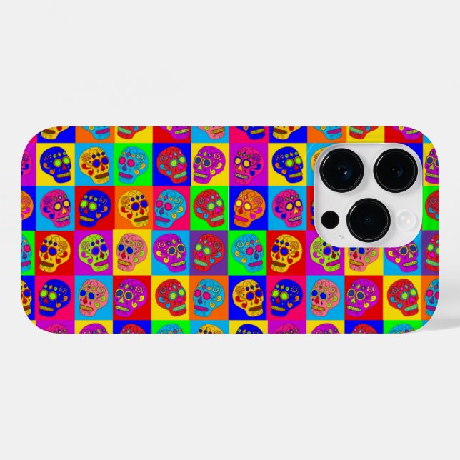 Coques Case-Mate iPhone Carrés Crâne de Sucre (Verso (horizontal))
