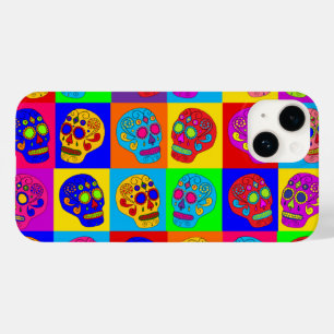 Coque Pour iPhone 14 Carrés crâne sucre