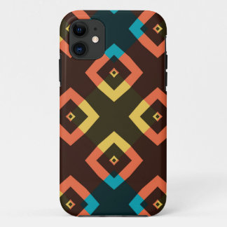Coque iPhone 11 Carrés de Jacquards colorés rétro
