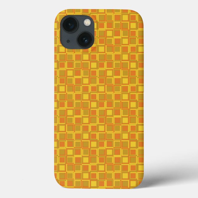 Coques Case-Mate iPhone Carrés de style orange des années 70 (Verso)