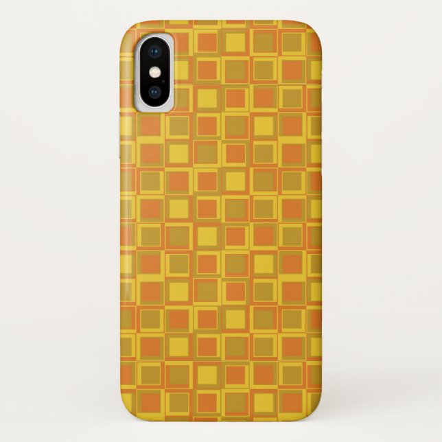 Coques Case-Mate iPhone Carrés de style Orange des années 70 (Dos)