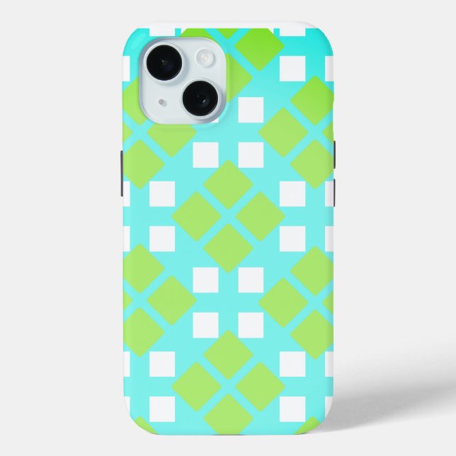 Coques Case-Mate iPhone Carrés et diamants en cyan (Verso)
