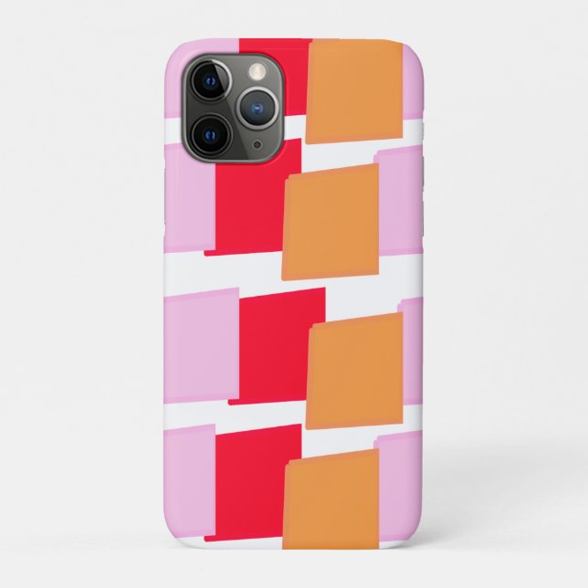 Coques Case-Mate iPhone Carrés Fantaisistes Rouge Orange Rose  (Dos)