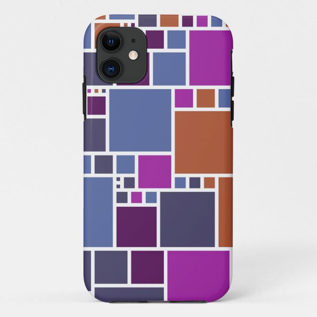 Coques Case-Mate iPhone Carrés géométriques Abstraits | Gris pourpre Brown (Dos)