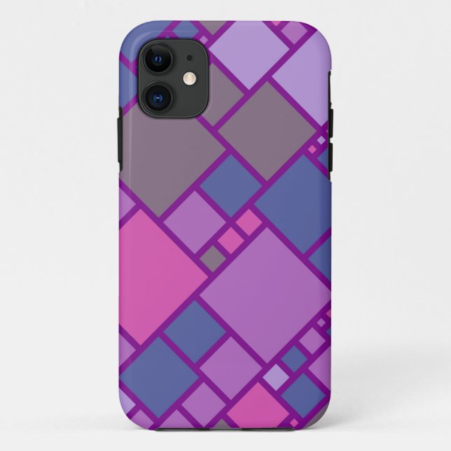 Coques Case-Mate iPhone Carrés géométriques Abstraits | Rose violet bleu (Dos)