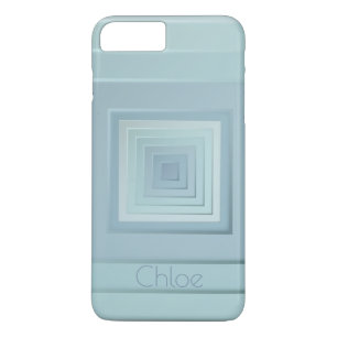 Coque iPhone 7 Plus Carrés géométriques classiques (blues clairs)