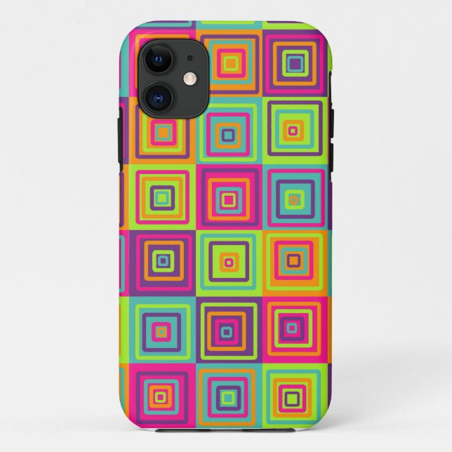 Coques Case-Mate iPhone Carrés géométriques colorés (Dos)
