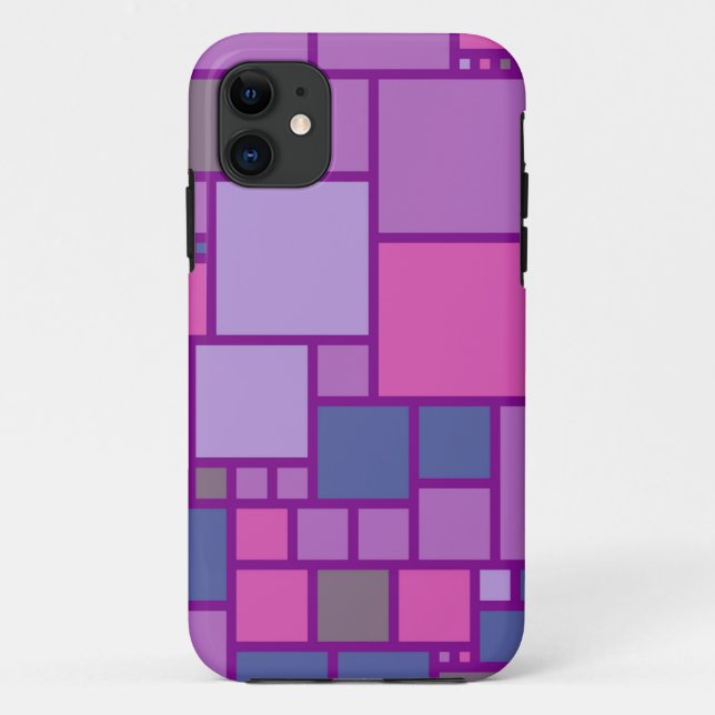 Coques Case-Mate iPhone Carrés géométriques modernes Abstraits | Violet ro (Dos)